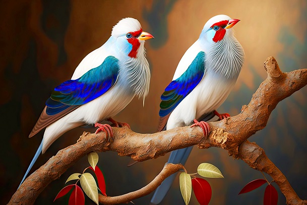 blue and white birds